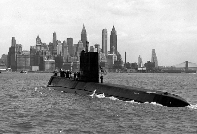 USS Nautilus entering New York harbor